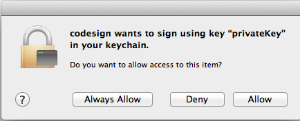 allow keychain for a program in mac